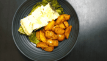 bacalhau com batata assada e couve