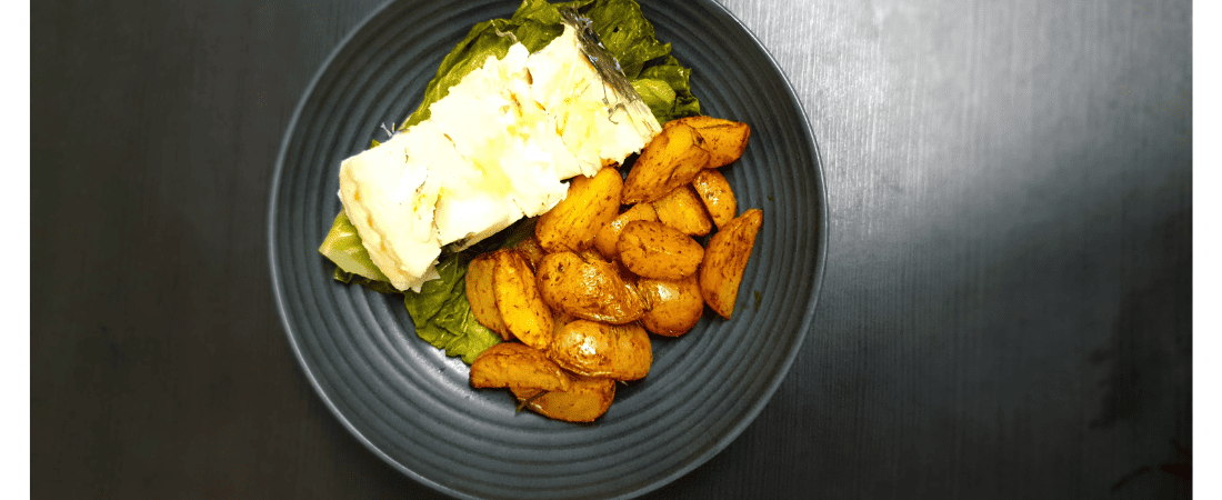 bacalhau com batata assada e couve